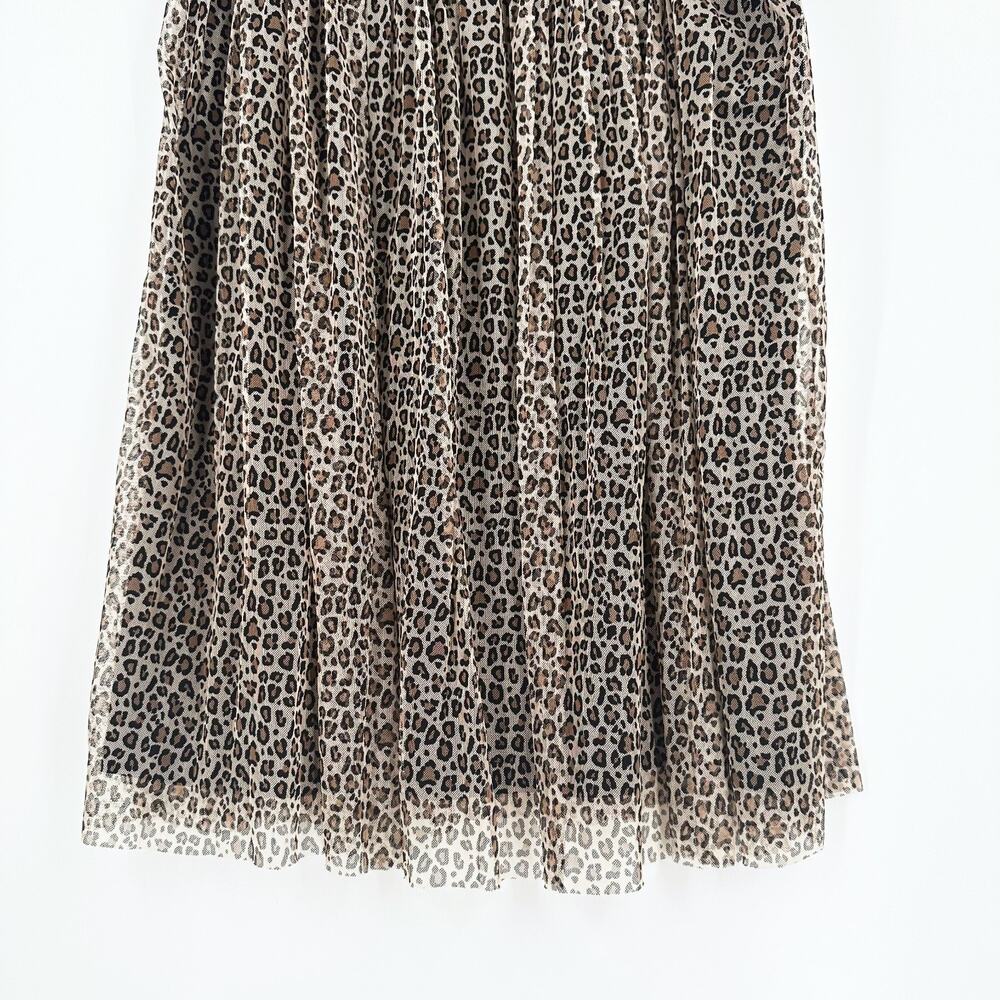 A New Day Cheetah Print Mesh Midi Skirt Large Retro 90s Rockabilly Pin Up Flowy - Picture 3 of 8